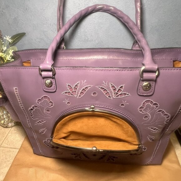 Patricia Nash Cutout Leather French Lace Zancona- Amethyst - Picture 5 of 6